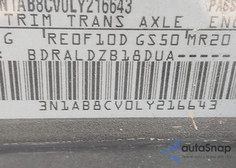 2020 Nissan Sentra Sv Xtronic Cvt z USA, uszkodzony, nr VIN 3N1AB8CV0LY216643